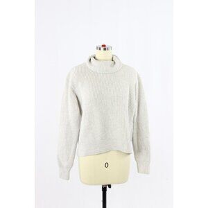 Aritzia WILFRED Light Heather Grey 100% Merino Wool Turtleneck Sweater, Size XS